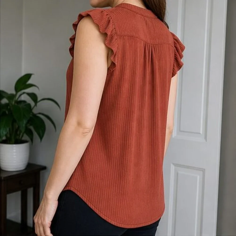 Rust Puff Sleeve Top - Picture 3 of 6